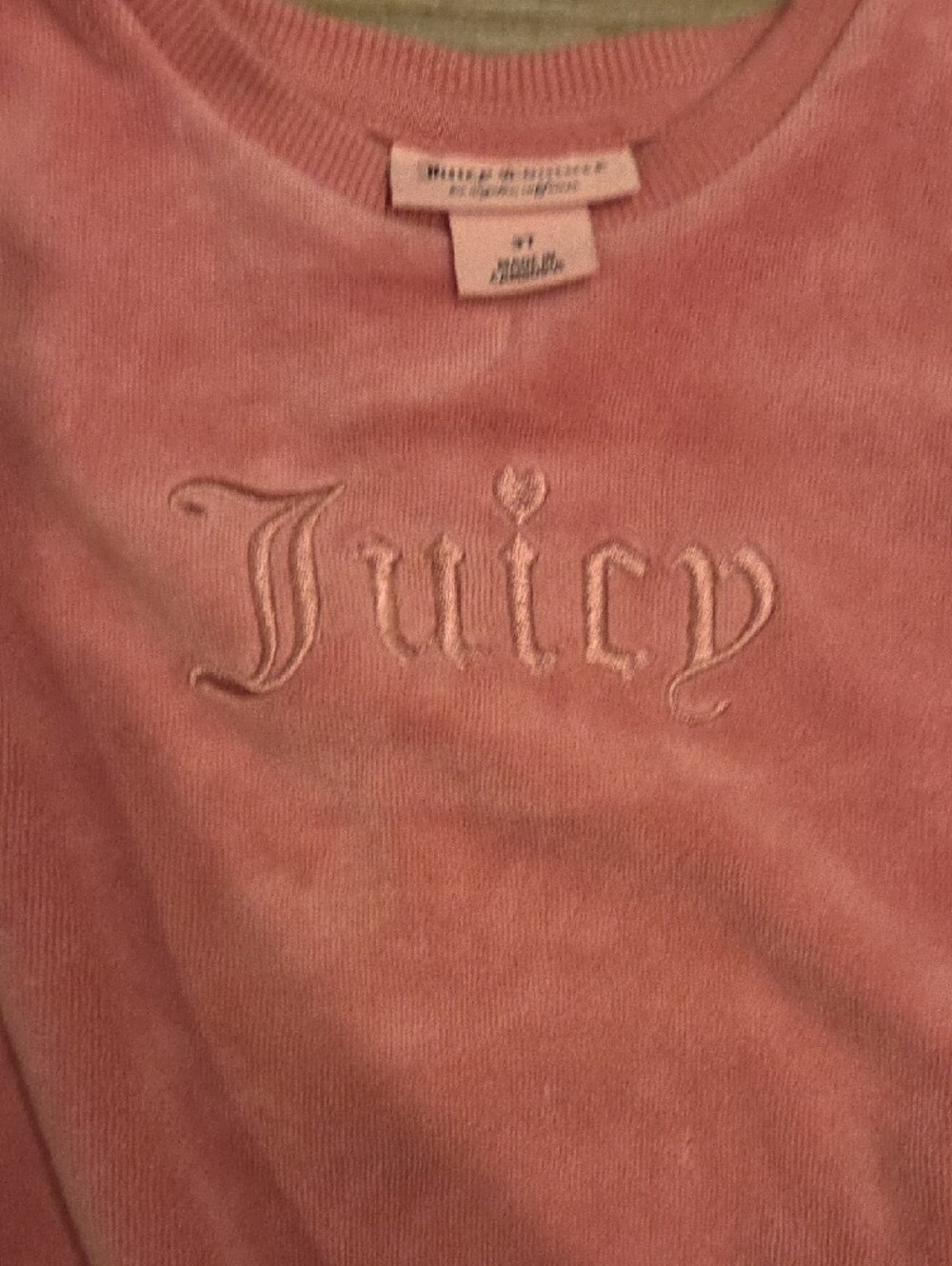 💜Juicy Couture Toddler Girls Dusty Pink Velour Logo Sweatshirt Crewneck Size 3T - Picture 4 of 5